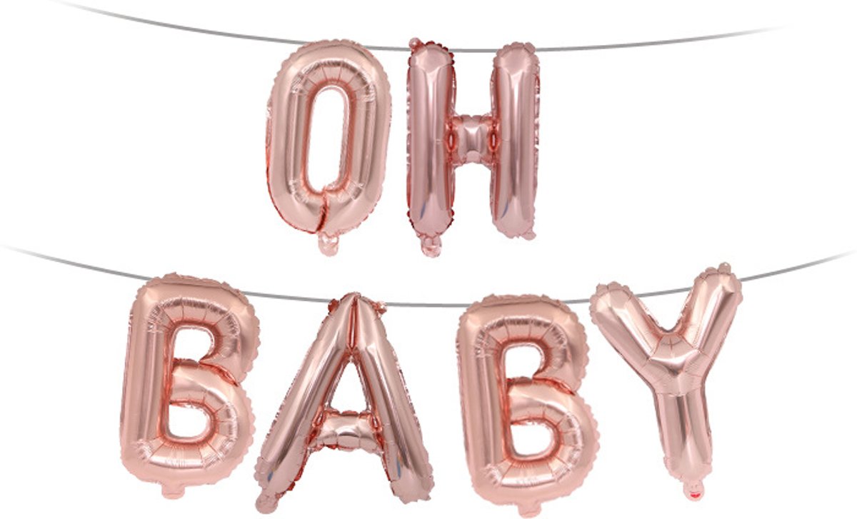 Folie Ballon met Tekst OH BABY | Roségoud | Bruiloft Accessoires